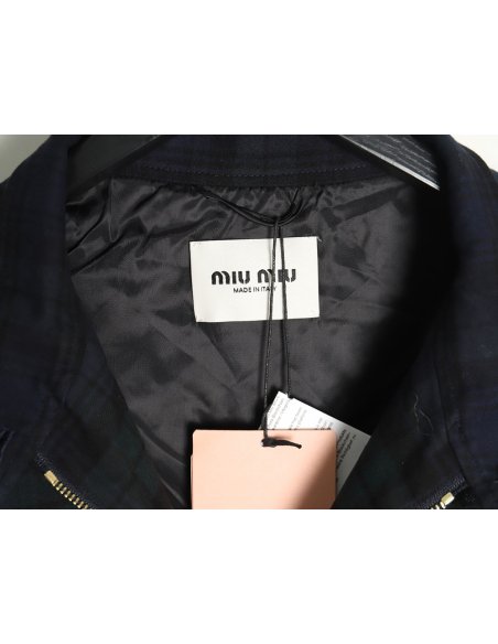 Miu Miu embroidered monogram check jacket,Miu Miu