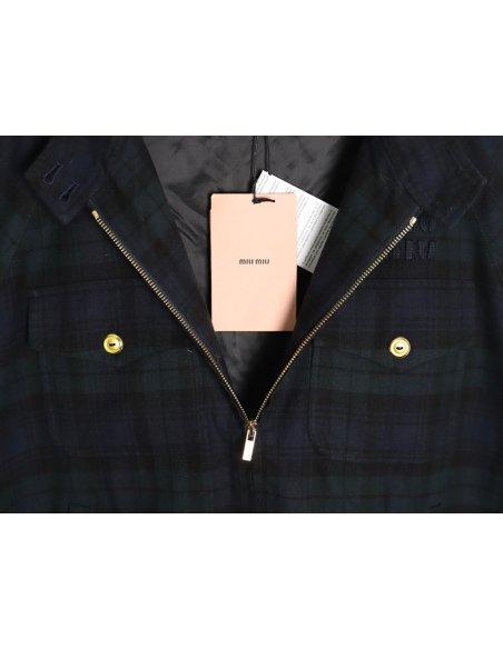 Miu Miu embroidered monogram check jacket,Miu Miu