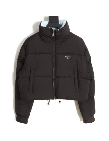 Prada inverted triangle stand collar short down jacket,Prada