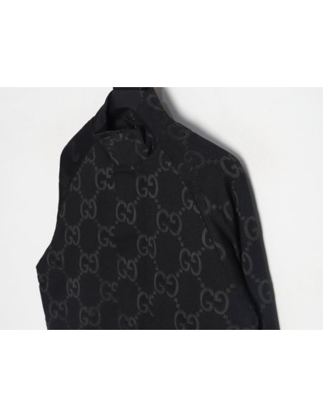Gucci Double G full print canvas stand collar quilted jacket,Gucci