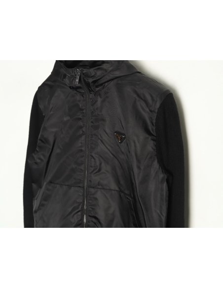 Prada wool paneled nylon hooded jacket,Prada