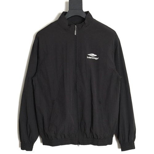 Balenciaga 24SS 3B embroidered all black sports suit jacket,Balenciaga