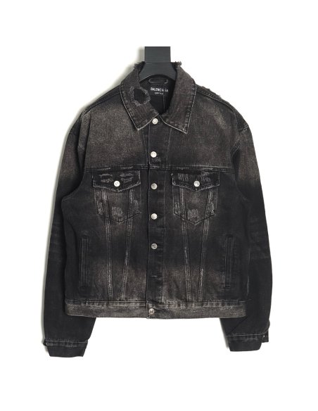 Balenciaga distressed lightning denim jacket,Balenciaga