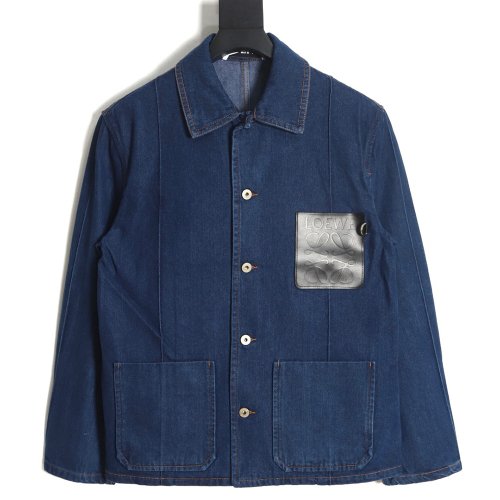 Loewe Denim Jacket with Leather Pockets,Loewe