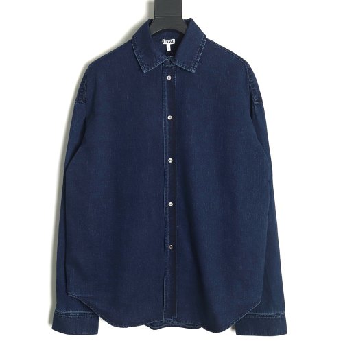 Loewe denim shirt jacket with elbow embroidered logo,Loewe