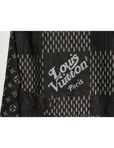 Louis Vuitton checkered floral denim long-sleeved jacket TSK1,Louis Vuitton