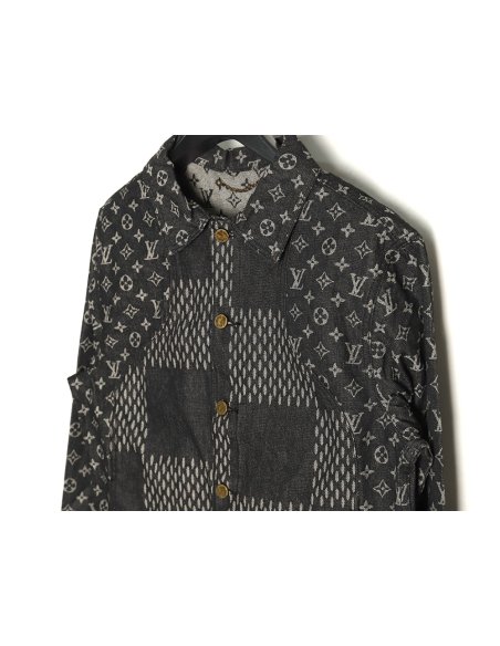 Louis Vuitton checkered floral denim long-sleeved jacket TSK1,Louis Vuitton