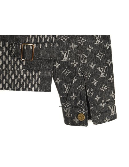 Louis Vuitton checkered floral denim long-sleeved jacket TSK1,Louis Vuitton