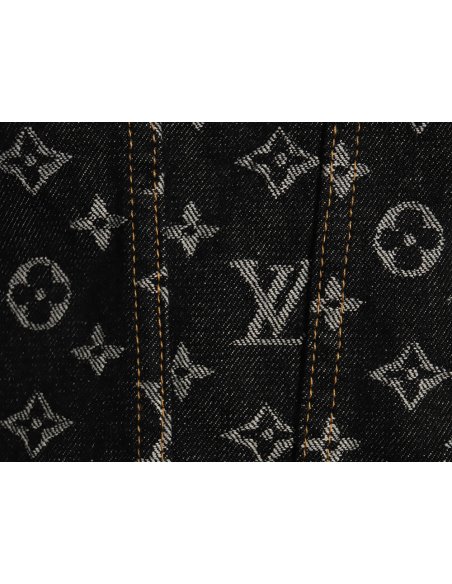 Louis Vuitton FA all-over printed peak collar denim jacket,Louis Vuitton