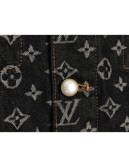 Louis Vuitton FA all-over printed peak collar denim jacket,Louis Vuitton
