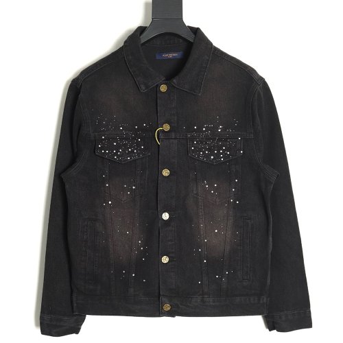 Louis Vuitton Gypsophila hot diamond embroidery denim jacket TSK1,Louis Vuitton