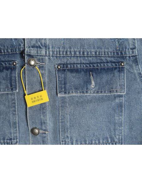 Louis Vuitton laser-positioned LoGo distressed denim jacket,Louis Vuitton