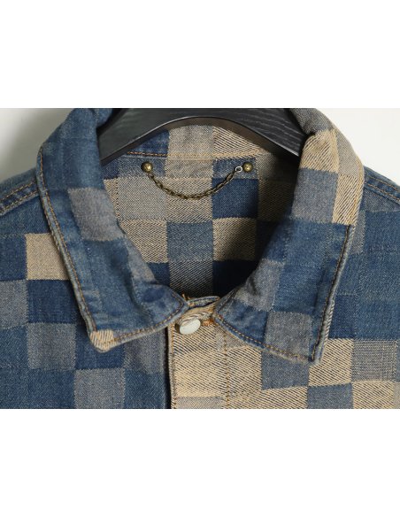 Louis Vuitton Pixel Checkerboard Denim Jacket 46-52,Louis Vuitton