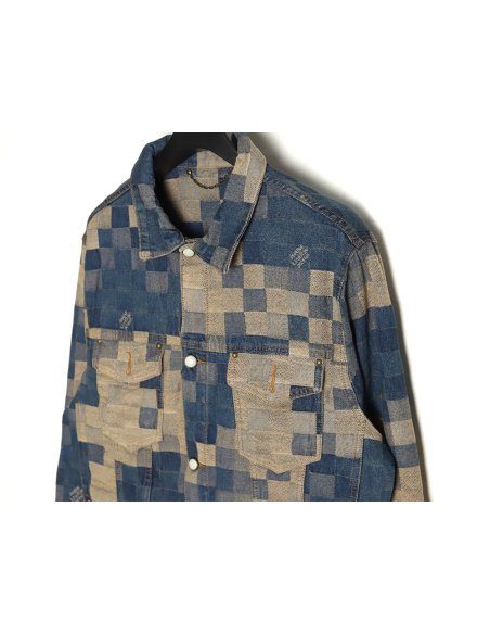 Louis Vuitton Pixel Checkerboard Denim Jacket 46-52,Louis Vuitton
