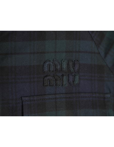 Miu Miu Green Check Wool Plaid Jacket,Miu Miu