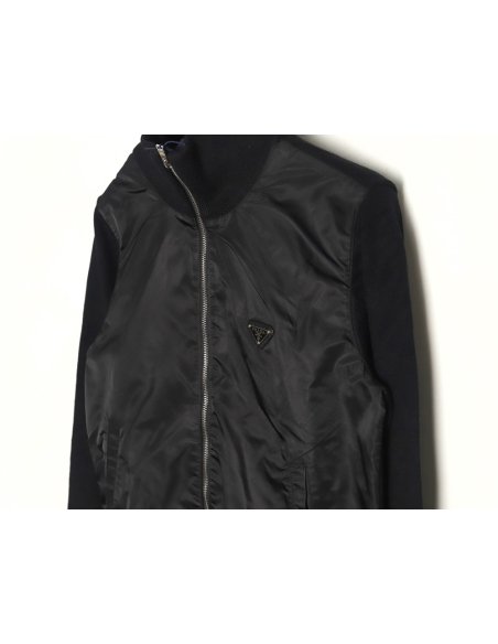 Prada inverted triangle logo nylon splicing wool jacket,Prada