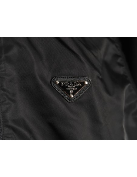 Prada inverted triangle logo nylon splicing wool jacket,Prada