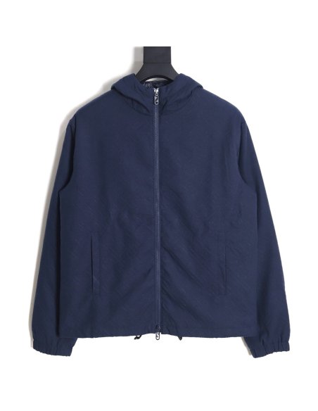 Fendi monogram pattern zipper hooded jacket,Fendi