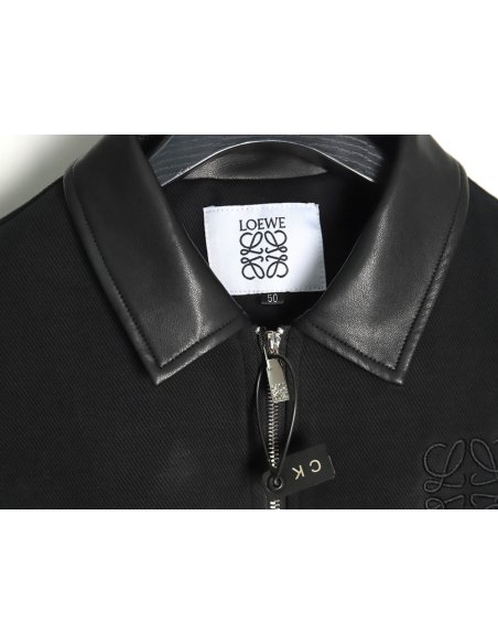 Loewe patchwork leather lapel jacket,Loewe