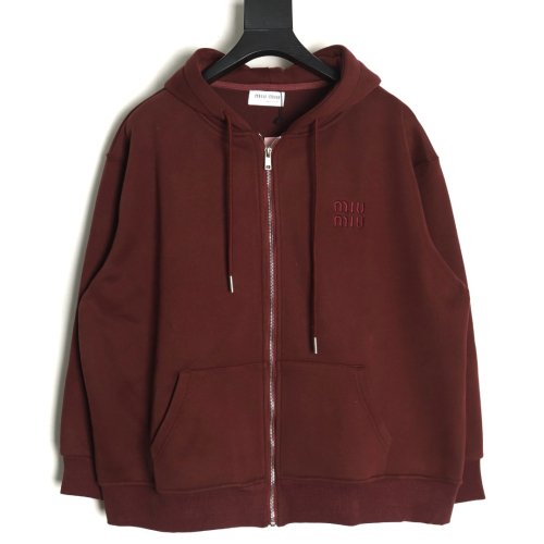 Miu Miu embroidered logo velvet zip-up jacket,Miu Miu