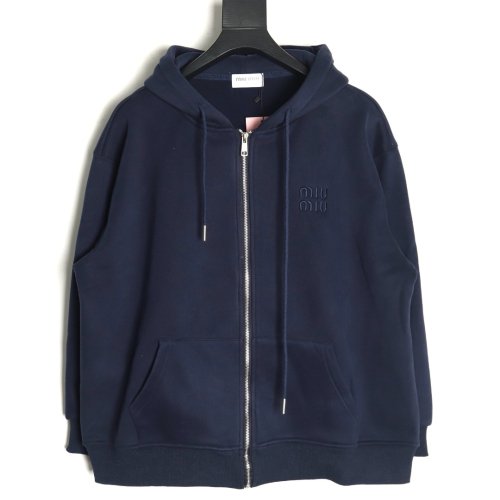 Miu Miu embroidered logo velvet zip-up jacket TSK2,Miu Miu
