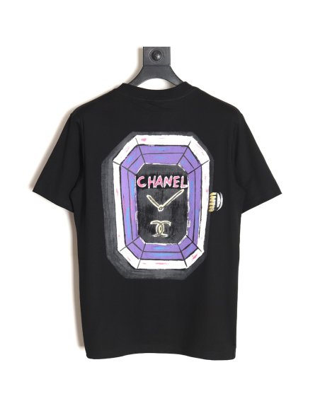 Chanel hand-painted watch dial graffiti short-sleeved T-shirt TSK1,Chanel