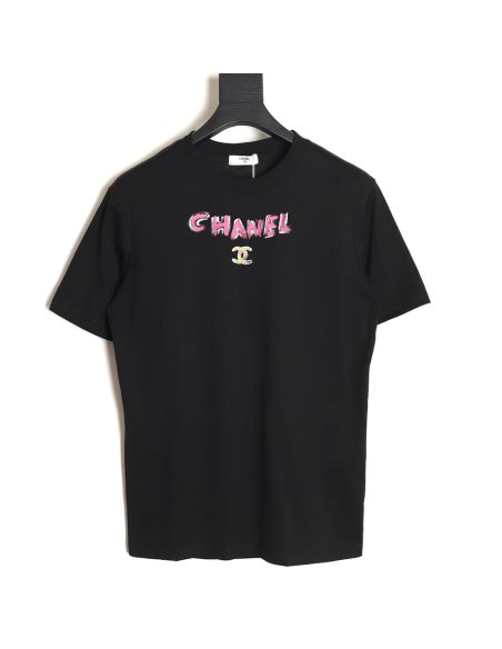 Chanel hand-painted watch dial graffiti short-sleeved T-shirt TSK1,Chanel