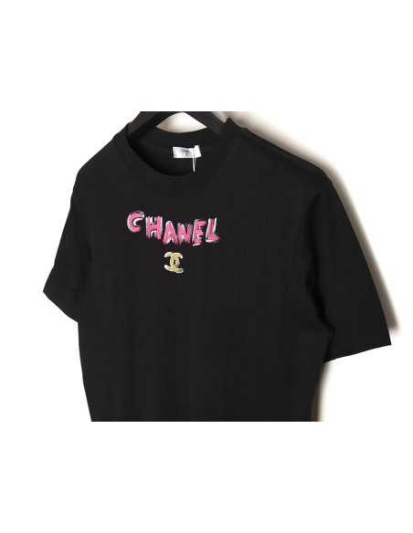 Chanel hand-painted watch dial graffiti short-sleeved T-shirt TSK1,Chanel