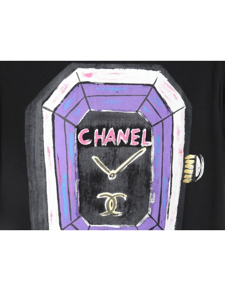 Chanel hand-painted watch dial graffiti short-sleeved T-shirt TSK1,Chanel