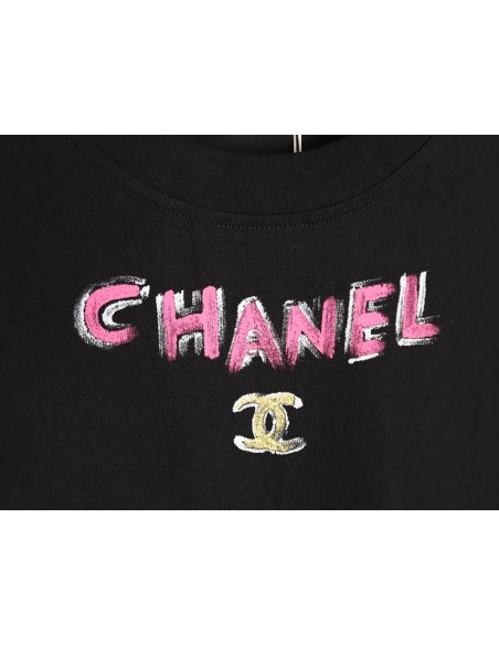 Chanel hand-painted watch dial graffiti short-sleeved T-shirt TSK1,Chanel
