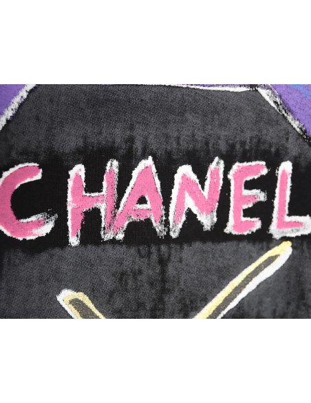 Chanel hand-painted watch dial graffiti short-sleeved T-shirt TSK1,Chanel
