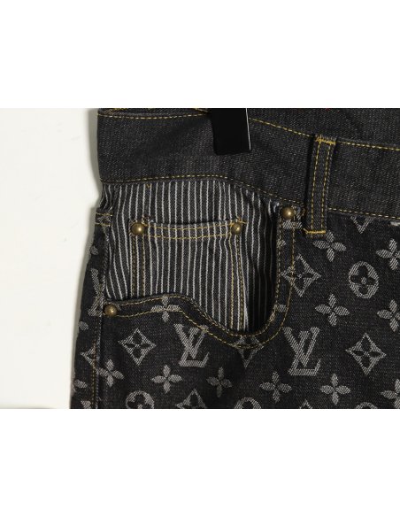 Louis Vuitton co-branded NIGO patchwork contrast denim trousers,Louis Vuitton