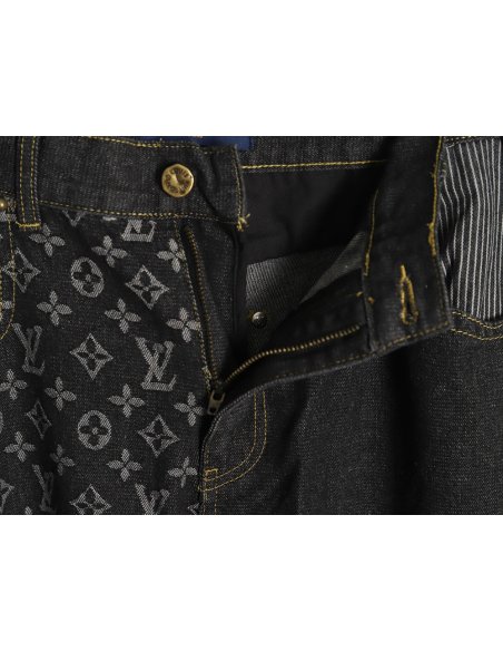 Louis Vuitton co-branded NIGO patchwork contrast denim trousers,Louis Vuitton
