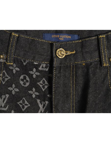 Louis Vuitton co-branded NIGO patchwork contrast denim trousers,Louis Vuitton