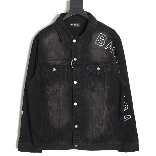 Balenciaga logo-embroidered single-breasted denim jacket,Balenciaga