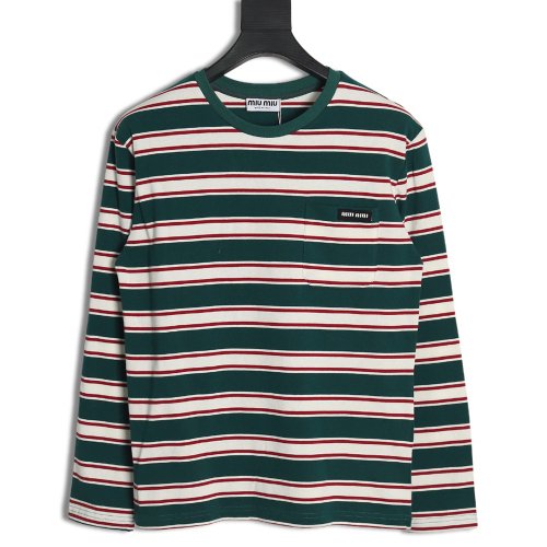Miu Miu striped pocket long-sleeved T-shirt TSK1,Miu Miu