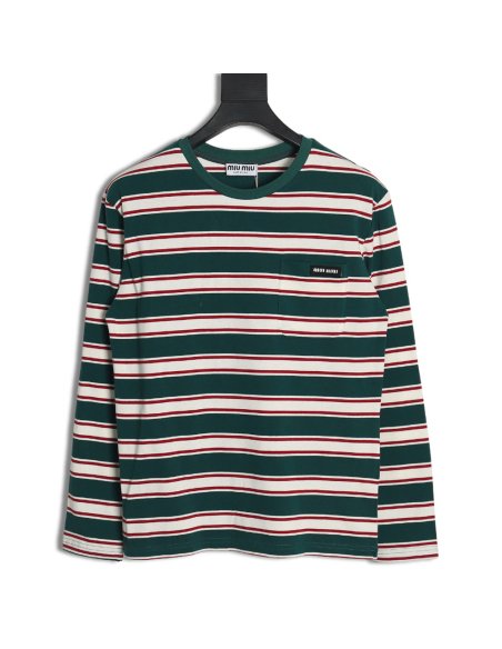 Miu Miu striped pocket long-sleeved T-shirt TSK1,Miu Miu