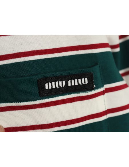 Miu Miu striped pocket long-sleeved T-shirt TSK1,Miu Miu