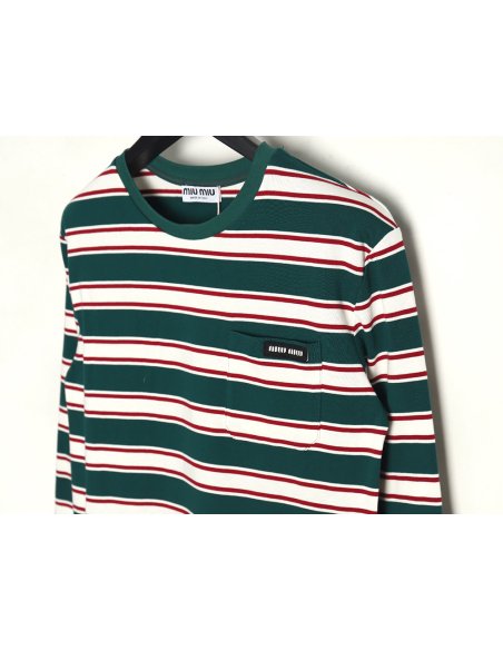 Miu Miu striped pocket long-sleeved T-shirt TSK1,Miu Miu