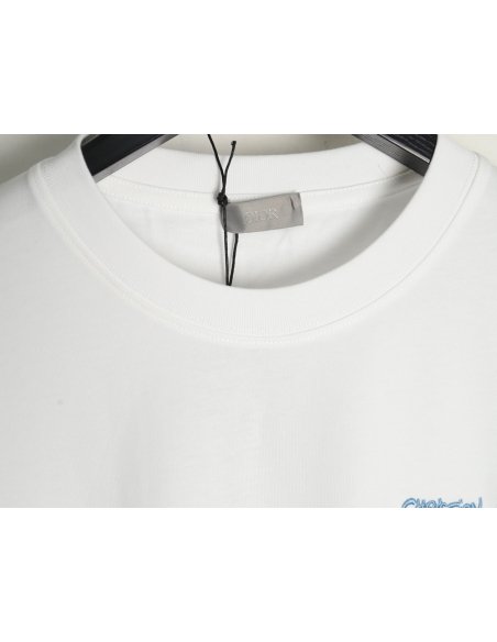 Dior cursive embroidered letters short-sleeved T-shirt,Burberry