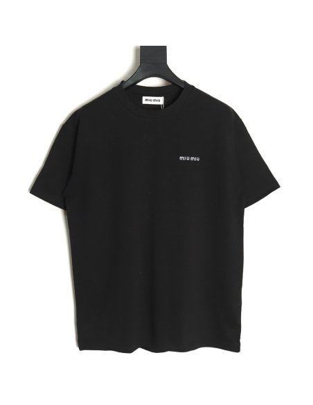 Miu Miu Classic Embroidered Logo Lettering T-Shirt TSK1,Miu Miu