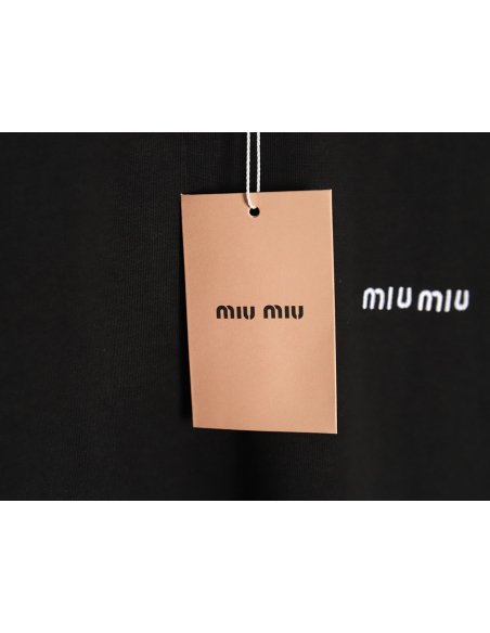 Miu Miu Classic Embroidered Logo Lettering T-Shirt TSK1,Miu Miu