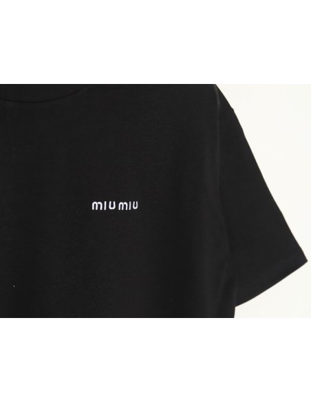 Miu Miu Classic Embroidered Logo Lettering T-Shirt TSK1,Miu Miu