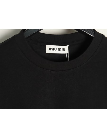 Miu Miu Classic Embroidered Logo Lettering T-Shirt TSK1,Miu Miu