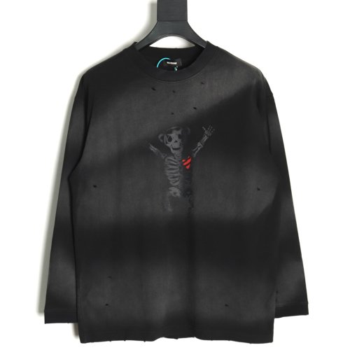 We11 Done cute heart skull gradient print long sleeve T-shirt TSK1,We11done