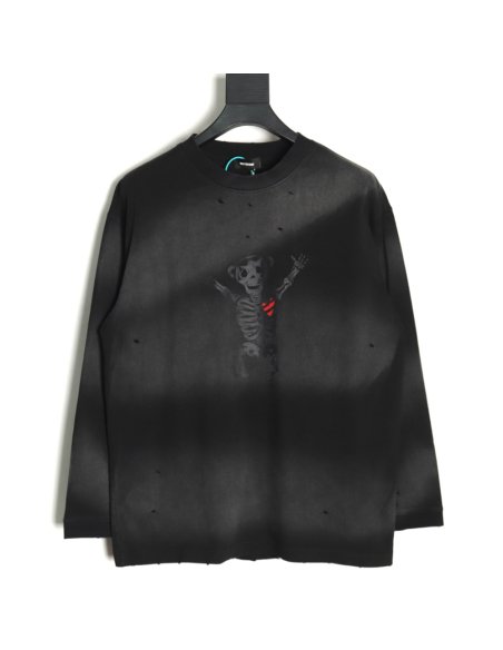 We11 Done cute heart skull gradient print long sleeve T-shirt TSK1,We11done