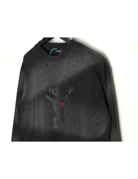 We11 Done cute heart skull gradient print long sleeve T-shirt TSK1,We11done