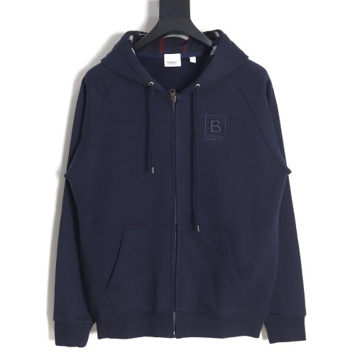 Burberry B Check Hooded Zip-Up Hoodie TSK2,Burberry