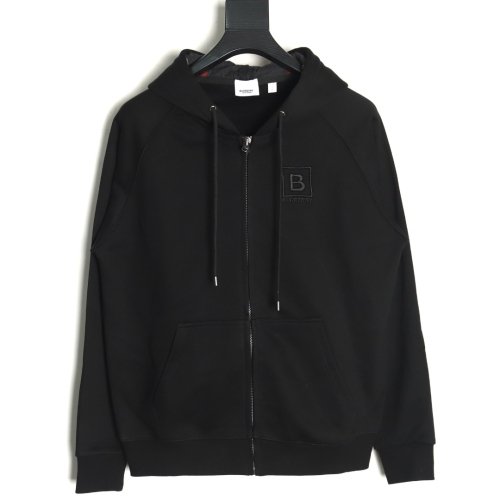 Burberry B plaid hooded zip-up hooded sweatshirt,Burberry