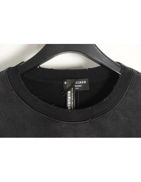 Balenciaga gradient washed destroyed hand-painted cursive lettering crew neck sweatshirt,Balenciaga